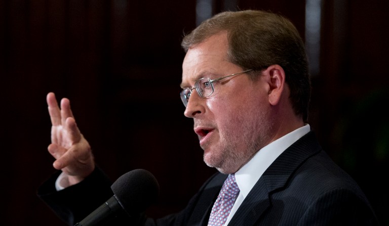 Grover Norquist, the anti-tax activist who heads Americans for Tax Reform, said he was opposed to a plan by Sens. Bob Corker and James Lankford of Oklahoma, which would entail undoing some tax rate cuts or planned rate cuts if the debt rose faster than projected following the passage of the tax bill. (AP Photo/Manuel Balce Ceneta)