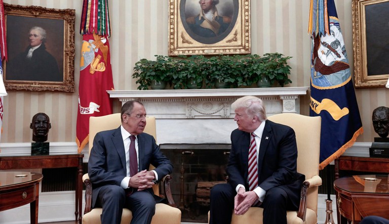 President Trump, right, meets Russian Foreign Minister Sergey Lavrov at the White House. Trump told Russian officials he no longer felt 