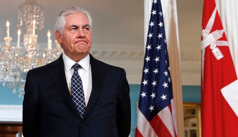 Tillerson didn't give away any frustration with Trump on Wednesday. (AP Photo/Jacquelyn Martin)