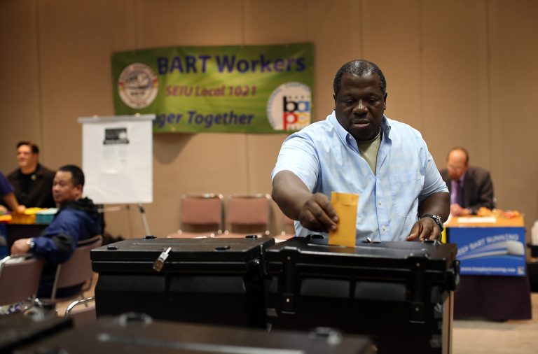 Only an estimated 10 percent of current union members actually voted for the union that represents their workplace.Â (Photo by Justin Sullivan/Getty Images)