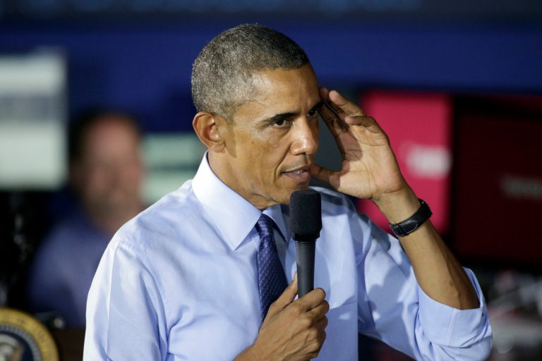 President Obama speaks during a town hall-style meeting held at Cross Campus, a hub for startup companies and entrepreneurs Thursday in Santa Monica, Calif. (AP Photo/Jae C. Hong)