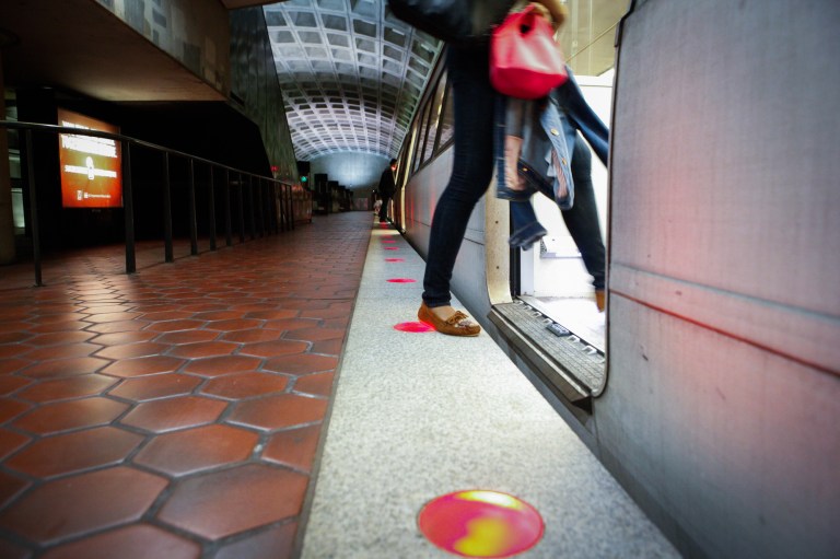 The Waterfront Metro station, which does not have bumpy tiles (Graeme Jennings/Examiner)