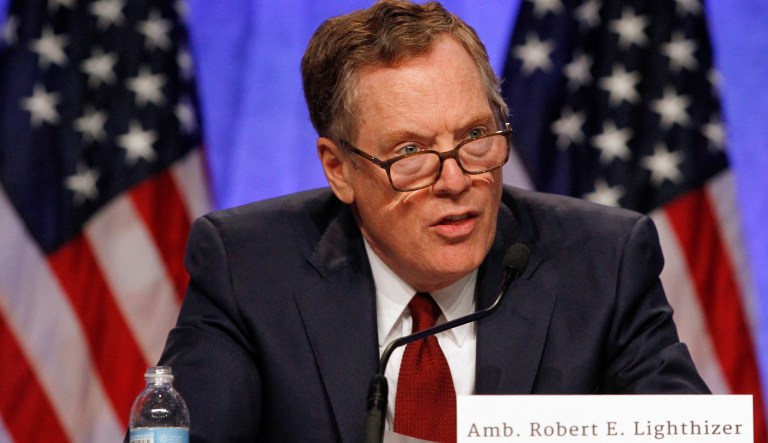 U.S. Trade Representative Robert Lighthizer speaks during a news conference, Wednesday, Aug. 16, 2017, at the start of NAFTA renegotiations in Washington. (AP Photo/Jacquelyn Martin)