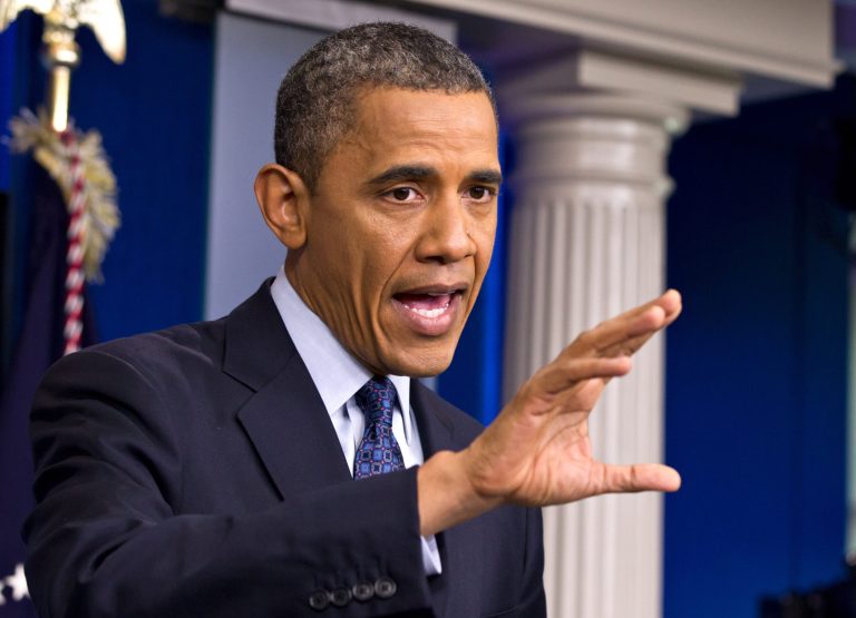   President Barack Obama talks about the economy, Friday, June 8, 2012, in the briefing room of the White House in Washington. (AP Photo/J. Scott Applewhite)  