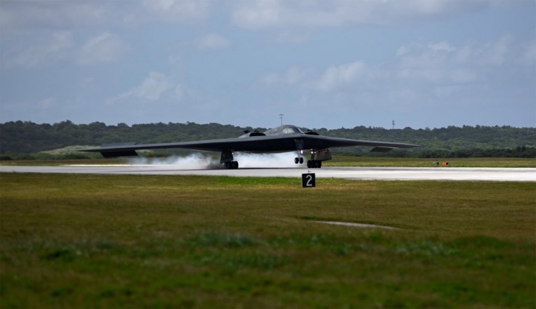 Approximately 200 airmen and three B2 Spirits deployed to Guam to support Pacific Command's Bomber Assurance and Deterrence mission. (Pacific Air Forces via Twitter)