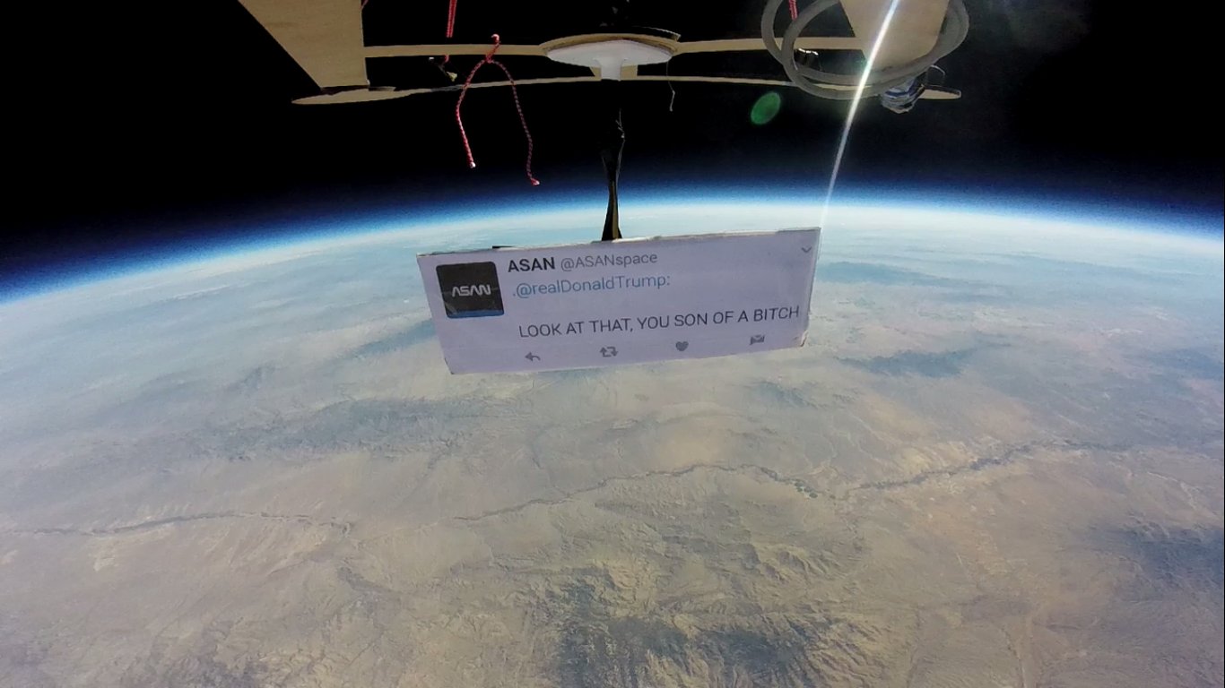 ‘The first protest in space’ takes aim at Trump