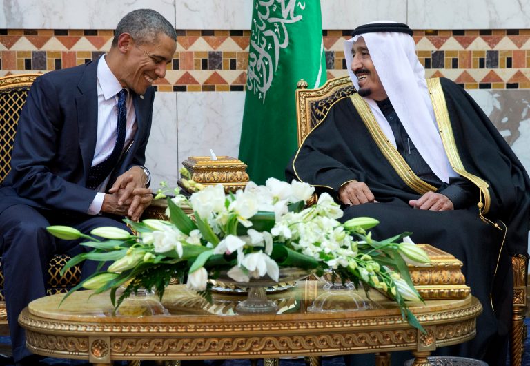 In this Tuesday, Jan. 27, 2015 file photo, President Barack Obama meets new Saudi Arabian King Salman bin Abdul Aziz in Riyadh, Saudi Arabia. (AP Photo/Carolyn Kaster-file)