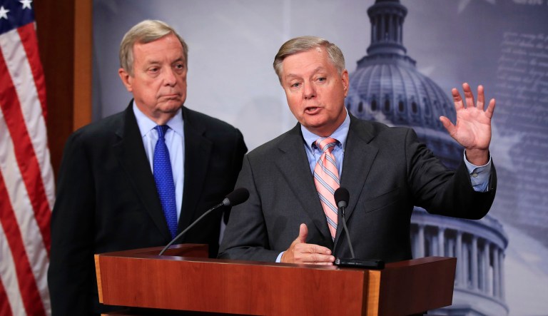 A Republican aide told the Washington Examiner that Sen. Lindsey Graham's continued involvement in negotiations could jeopardize the chances of striking a viable immigration deal, in part because White House officials are unhappy with him over the comments he made about John Kelly and in part because Republican lawmakers are generally skeptical about Graham's stances on immigration. (AP Photo/Manuel Balce Ceneta, File)
