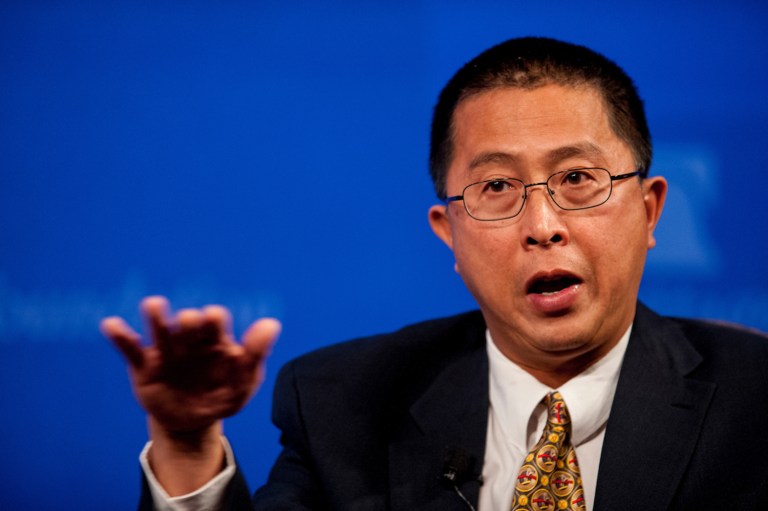 Harvard-Smithsonian Observatory astrophysicist Willie Soon speaks at the Heritage Foundation in Washington seeking to debunk consensus view on global warming. (Photo by Pete Marovich)