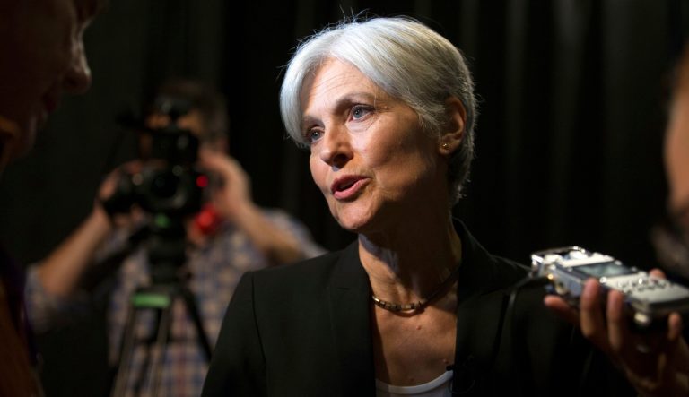 Green Party presidential candidate Jill Stein answers questions from members of the media during a campaign stop at Humanist Hall in Oakland, Calif., on Thursday, Oct. 6, 2016.