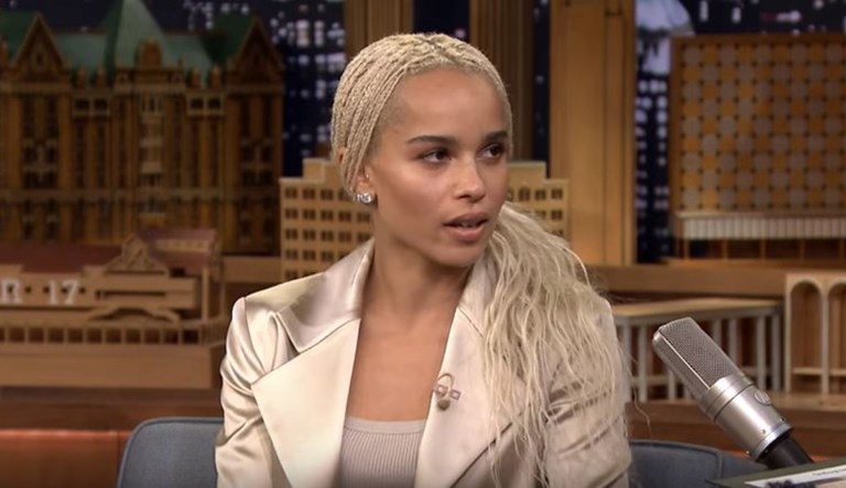 Zoe Kravitz is shown speaking during an interview.