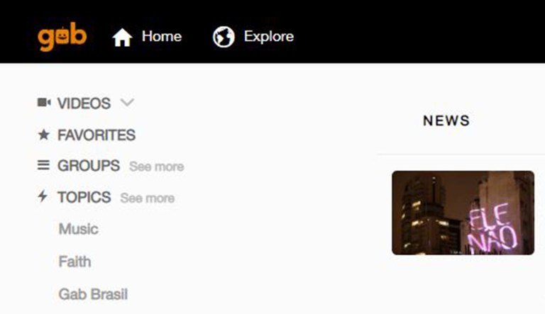This shows a screenshot of Gab, a social media platform used as an alternative to Twitter.
