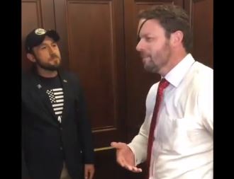 Activist veterans hound Dan Crenshaw in elevator for supporting Trump