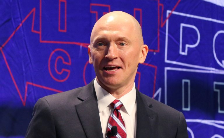 Carter Page participates in the "Russia Hysteria in Context: Lies, Spies and Videotape" panel at Politicon at the Los Angeles Convention Center on Saturday, Oct. 20, 2018, in Los Angeles.
