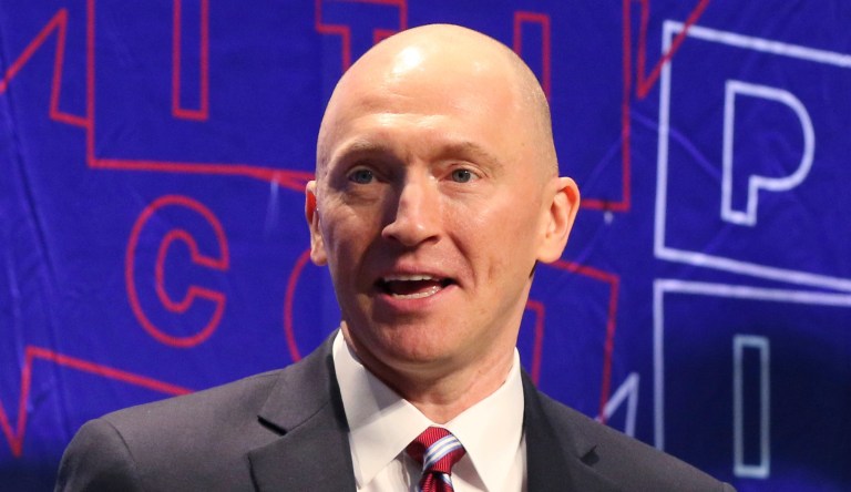 Carter Page participates in the "Russia Hysteria in Context: Lies, Spies and Videotape" panel at Politicon at the Los Angeles Convention Center on Saturday, Oct. 20, 2018, in Los Angeles.