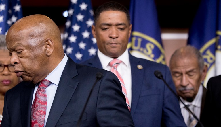 Reps. John Lewis and Bennie Thompson said they would not attend the opening of a civil rights museum if Trump attends. (AP Photo/Andrew Harnik)