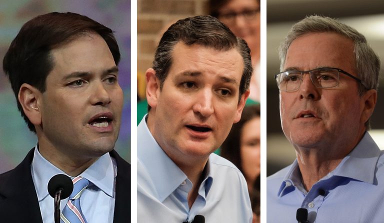 From left to right, Sen. Marco Rubio, Sen. Ted Cruz and former Gov. Jeb Bush. (Getty Images)