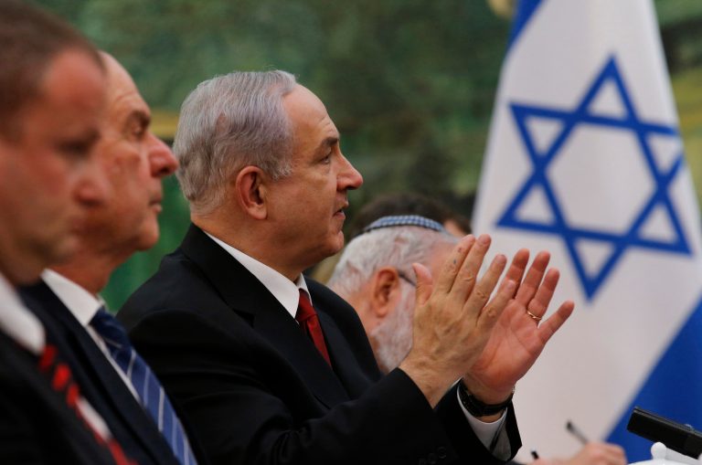 Israeli Prime Minister Benjamin Netanyahu, third from left, speaks to Chinese President Xi Jinping, unseen, during a meeting at the Great Hall of the People in Beijing, Thursday, May 9, 2013. (AP Photo/Kim Kyung-Hoon, Pool)