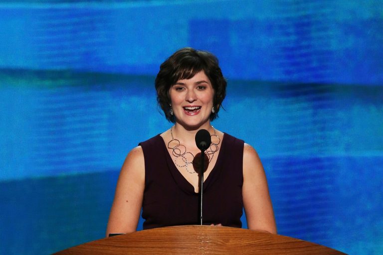 Attorney Sandra Fluke speaks during day two of the Democratic National Convention at Time Warner Cable Arena on September 5, 2012 in Charlotte, North Carolina. (Getty Images File)