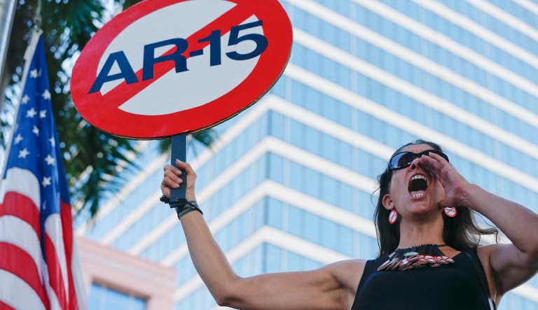 Eighty-two percent of surveyed Democrats say they favor a ban on semi-automatics, which would include not just rifles like the one used in the Feb. 14 Parkland massacre, which claimed the lives of 17 people, but also most handguns. (AP Photo/Brynn Anderson)