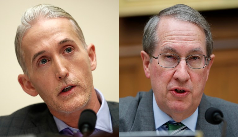 The two Republican lawmakers sent a letter Tuesday night to Attorney General Jeff Sessions and Deputy Attorney General Rod Rosenstein asking them to appoint a special counsel. (AP)