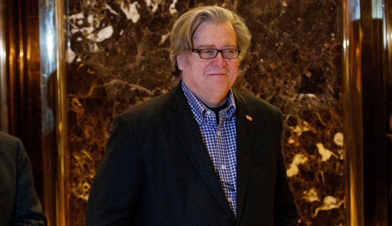 Steve Bannon says Trump's campaign should have called the FBI about meeting with Russians. (AP Photo/Evan Vucci, File)