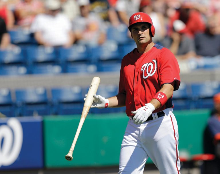 David J. Phillip/AP
Third baseman Ryan Zimmerman's bat is in mid-season form, but concerns persist about when his shoulder will be at full strength.
