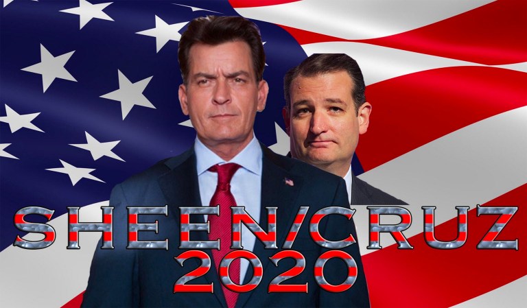 Actor Charlie Sheen extended an invitation to Texas Sen. Ted Cruz to run together in 2020 to unseat Donald Trump. (Photo courtesy of Charlie Sheen, via Twitter)