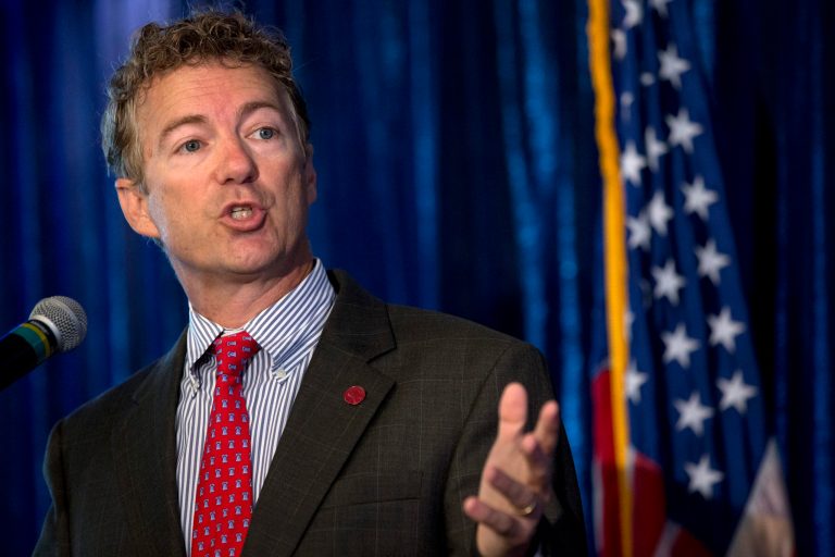 Sen. Rand Paul, R-Ky. gestures as he speaks in Washington, Wednesday, June 12, 2013. Revelations of massive government collections of Americans' phone and email records have reinvigorated an odd-couple political alliance of the far left and right. Leading the libertarian charge is Paul, who has clashed with Sen. Lindsey Graham, R-S.C., on other issues, including the use of unmanned aircraft to kill terrorism suspects. (AP Photo/Jacquelyn Martin)