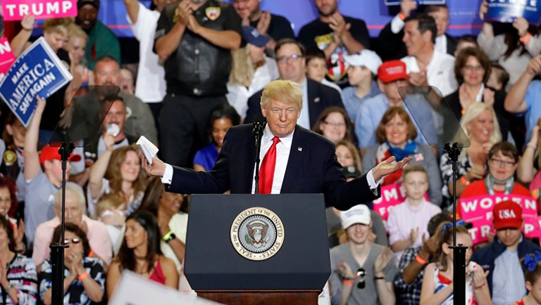 President Trump treated his supporters to a dramatic poetry reading of Al Wilson's ballad 