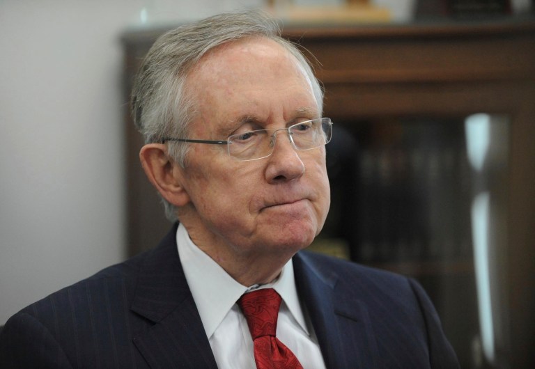 In this photo taken Dec. 5, Senate Majority LeaderÃÂ HarryÃÂ Reid, D-Nev., ponders a question during an interview in his office in Reno, Nev. (AP/Reno Gazette-Journal, Andy Barron)