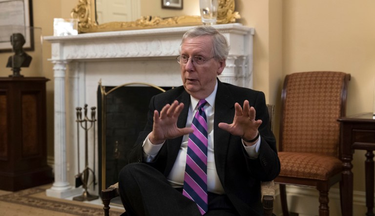 Senate Majority Leader Mitch McConnell, R-Ky., discusses the GOP agenda for next year. He said he would still like to revisit the Senate's botched efforts to dismantle Obamacare. (AP Photo/J. Scott Applewhite)