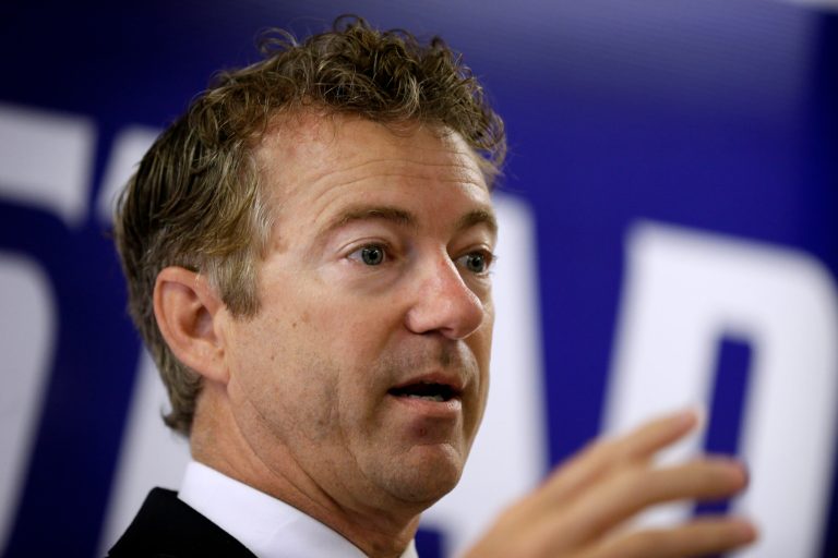 Sen. Rand Paul, R-Ky., speaks during a stop with local Republicans in Hiawatha, Iowa. (AP/Charlie Neibergall)