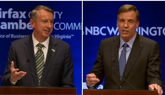 GOP candidate Ed Gillespie (left) faced off against incumbent Democrat Sen. Mark Warner during the debate. (Courtesy NBC)