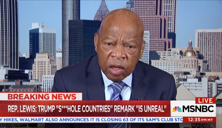 Rep. John Lewis, D-Ga., told MSNBC host Katy Tur Friday that he would not be attending President Trump's first State of the Union Address. (screenshot)