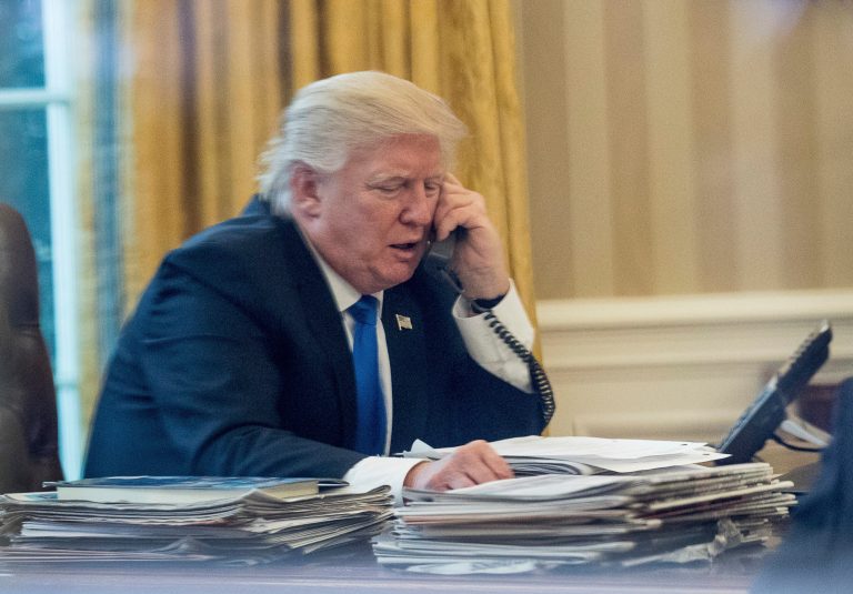 President Trump may have used his signature tough talk in phone conversations with foreign leaders. (AP Photo/Andrew Harnik)