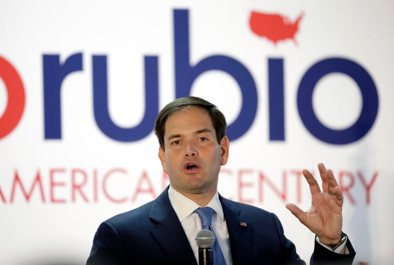 The leading newspaper in Florida called on Sen. Marco Rubio to step down from his Senate seat while he is running for president.Â (AP Photo/Rick Bowmer)