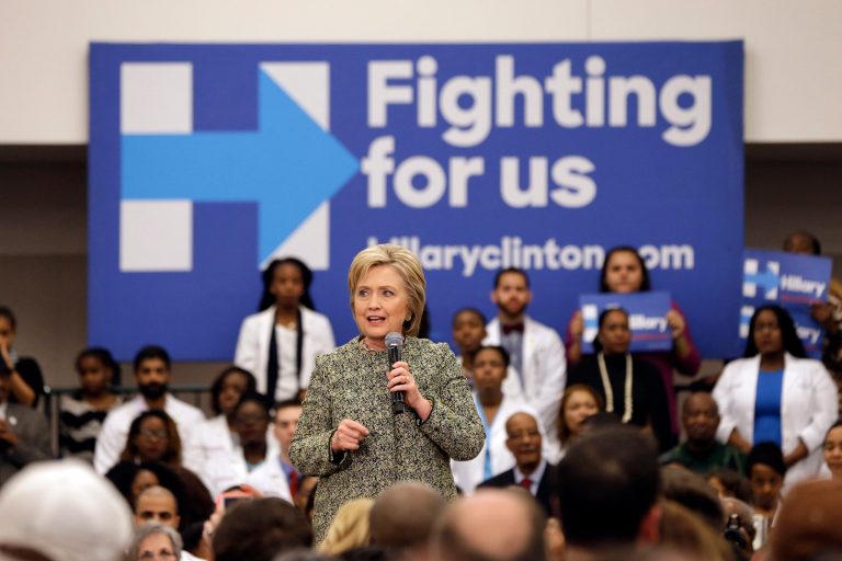 Democratic presidential candidate Hillary Clinton has doubled her lead over rival Bernie Sanders over the last month. (AP Photo/Mark Humphrey)