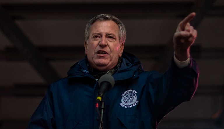 New York City Mayor Bill de Blasio (pictured above) immediately criticized the Trump administration after the Justice Department sent a letter threatening to subpoena state and local officials if they refuse to release information about their 