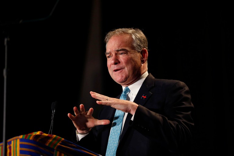 Tim Kaine highlighted the Sept. 11, 2012, terrorist attacks in Benghazi, Libya, for a second time this week. (AP Photo/Gerald Herbert)