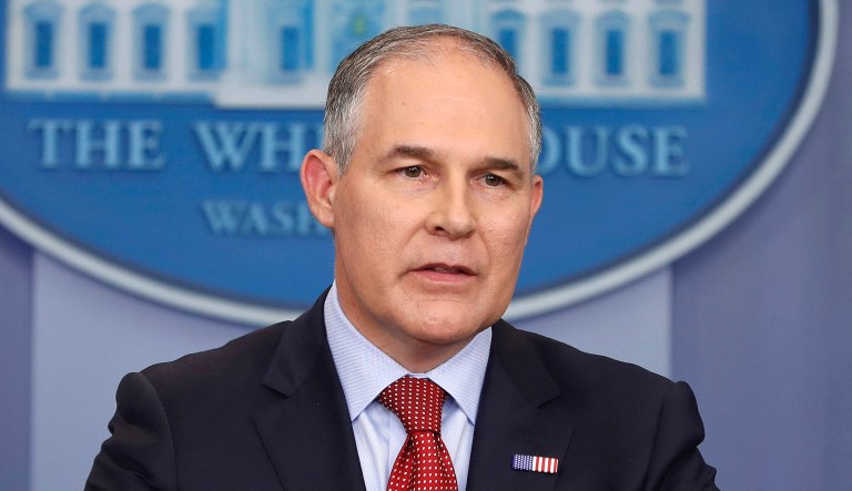 EPA Administrator Scott Pruitt has an 18-member security team that is charged to guard him around the clock after the death threats against him have extended to his family. (AP Photo/Pablo Martinez Monsivais, File)