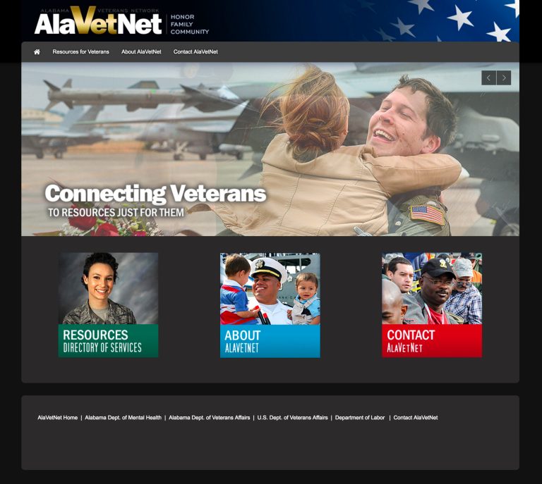 The Alabama Veterans Network (AlaVetNet) is a voluntary partnership of 18 state agencies and a number of private veterans interests groups. (Screenshot)