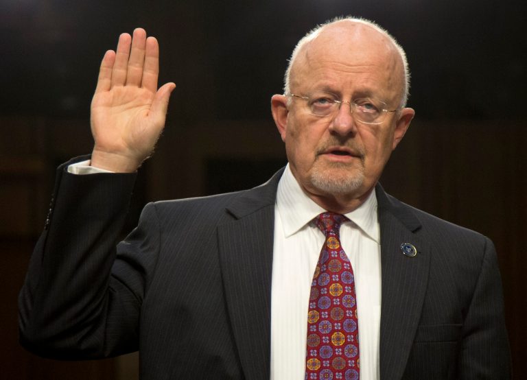 Director of National Intelligence James Clapper is sworn in on Capitol Hill in Washington, Thursday, Sept. 26, 2013, prior to testifying before the Senate Intelligence Committee hearing on the Foreign Intelligence Surveillance Act and National Security Agency call records. (AP Photo/Carolyn Kaster)