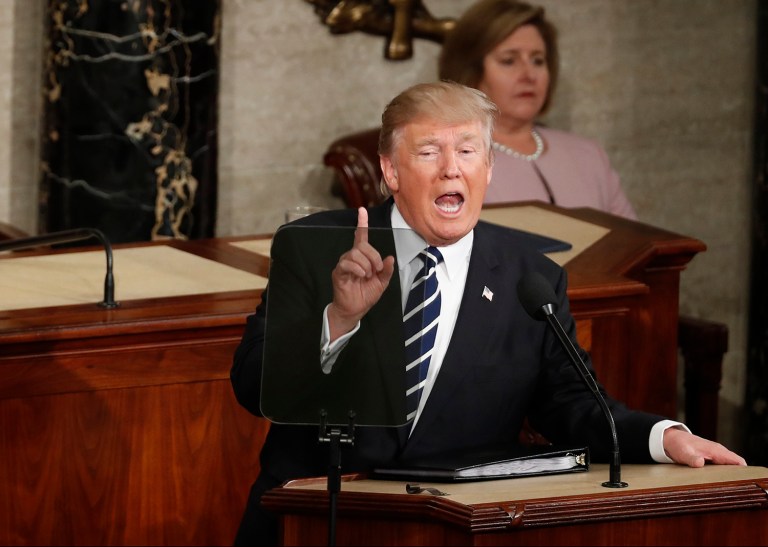 President Trump spoke on NATO and other national security issues in a joint session of Congress. (AP Photo/Alex Brandon)