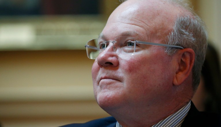 In this Friday, Feb. 28, 2020 file photo, Virginia State Sen. Ben Chafin, R-Russell, listens to debate on the floor of the Senate during the session at the Capitol in Richmond, Va. Virginia Sen. Ben Chafin has died due to coronavirus, Senate Republicans said Friday, Jan. 1, 2021.