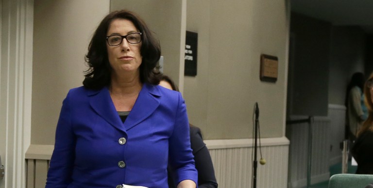 In this Nov. 28, 2017, photo, Christine Pelosi, the chairwoman of the California Democratic Party's women's caucus, is seen in Sacramento, California.