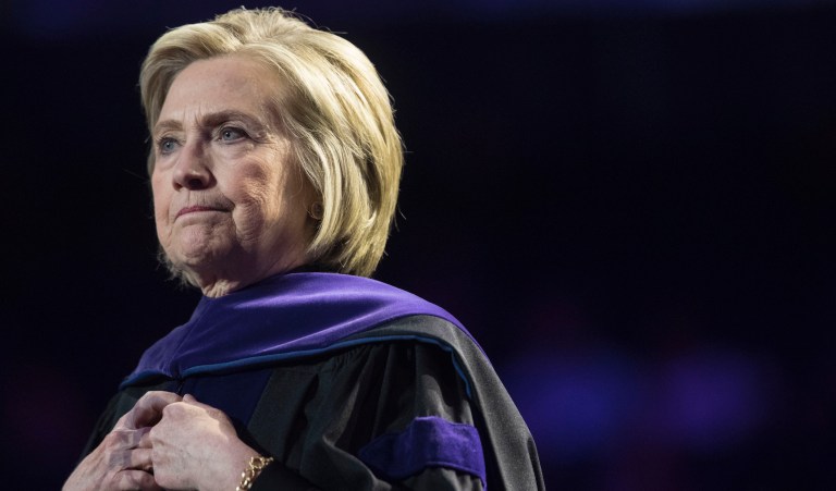 Former Secretary of State Hillary Clinton delivers Hunter College's commencement address, Wednesday, May 29, 2019, in New York. 