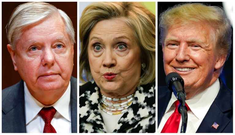 Lindsey Graham, Hillary Clinton, and Donald Trump.