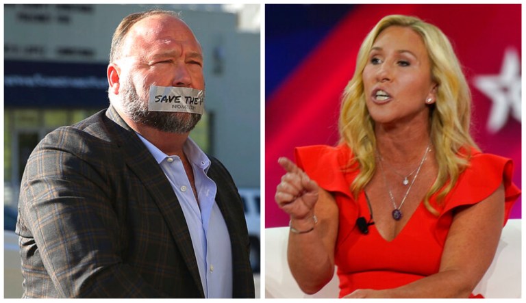 Alex Jones and Marjorie Taylor Greene