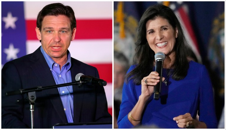 2024 Republican Presidential candidates Ron DeSantis and Nikki Haley